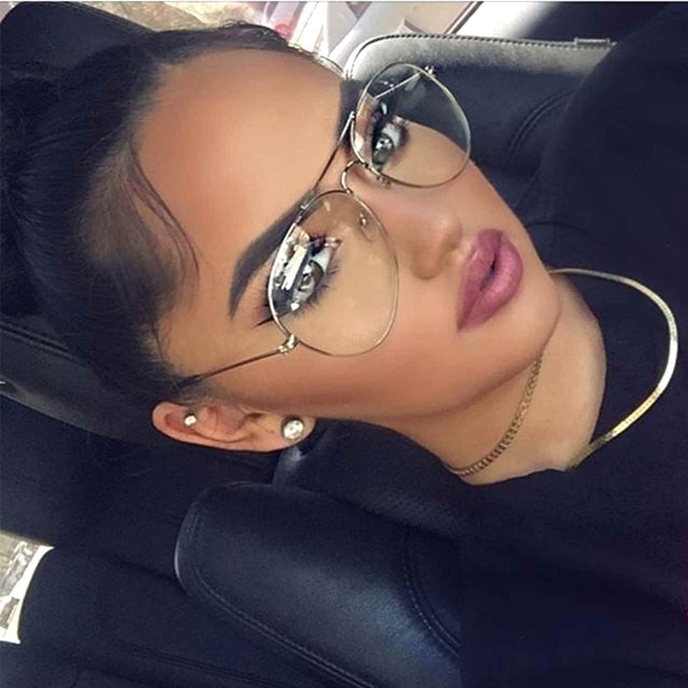 Silver Frame Retro Style Classic Aviator Glasses